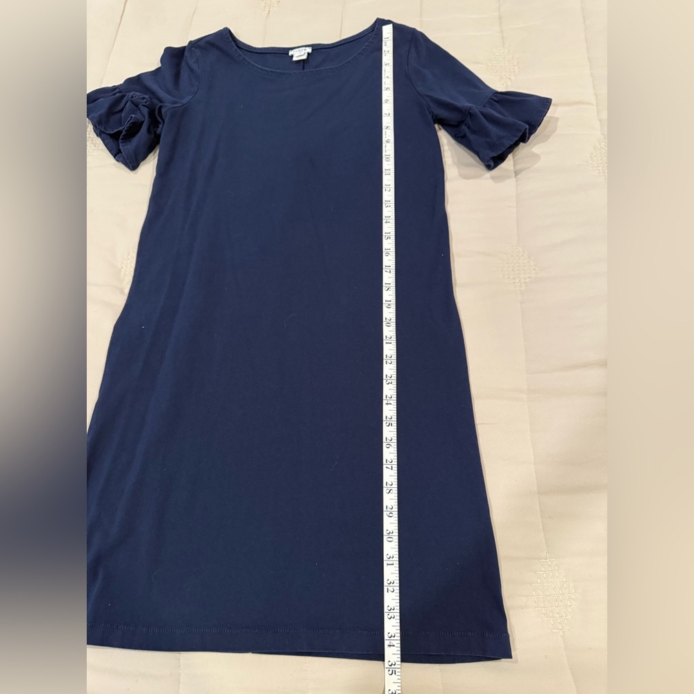J. Crew t-shirt dress, navy XS. Crew neck with flirty ruffle sleeves - Picture 5 of 8